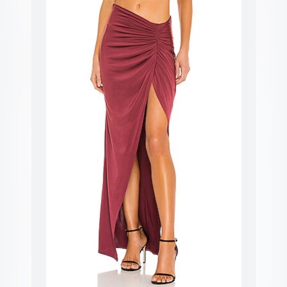 Michael Costello x REVOLVE NWT Leah Maxi Skirt in Maroon Size Small